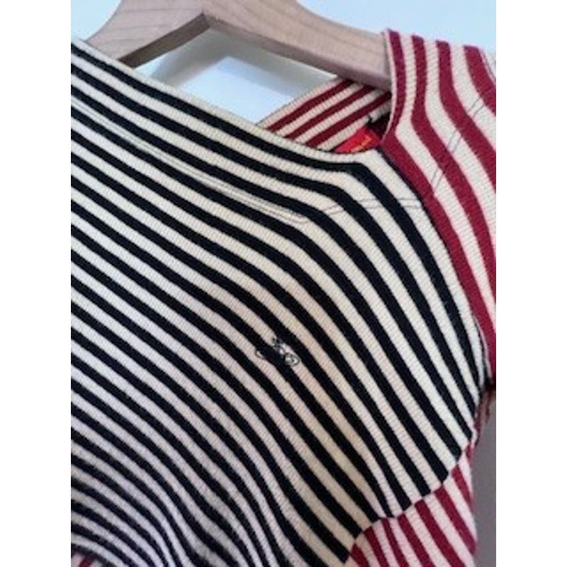 Striking Vivienne Westwood Red Label Black/Beige/Red Stripe Midi Dress Size M